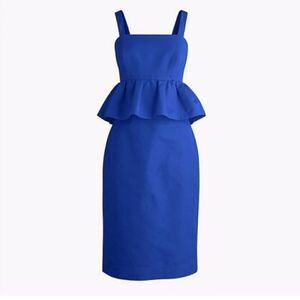 J. Crew Peplum Dress in Classic Faille Silk Cobalt Blue​​